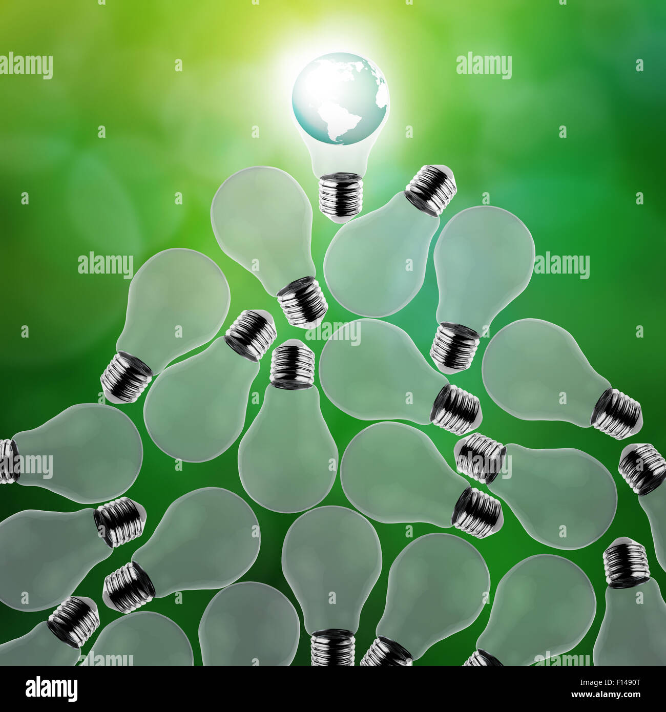 3d planet earth in a lightbulb as energy concept Stock Photo