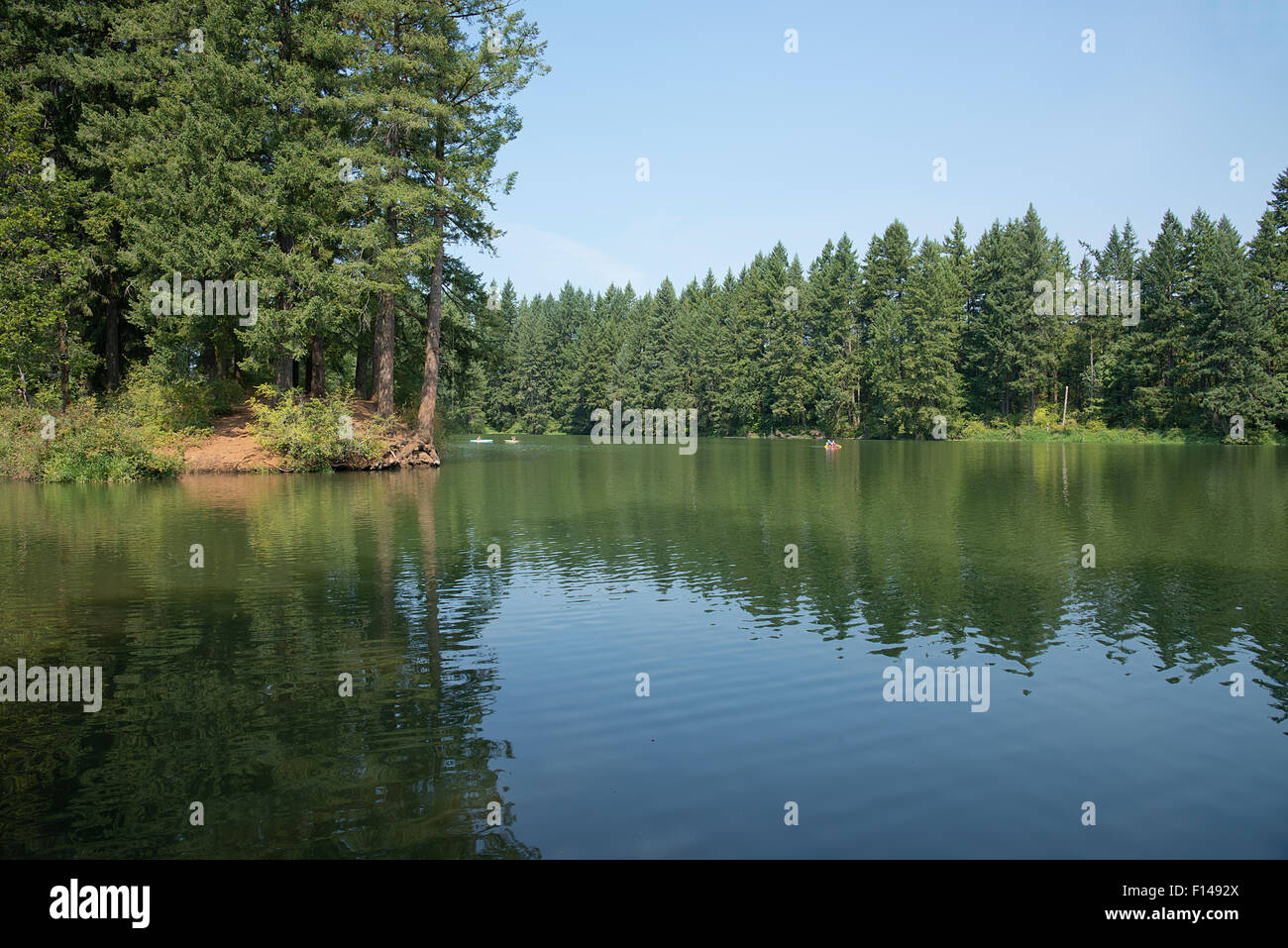 Lake and kayaks in a lake Vancouver Washington state Stock Photo - Alamy