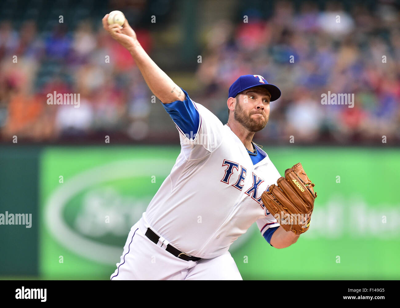 May 18, 2017: Texas Rangers left fielder Ryan Rua #16 during an MLB  interleague game between the Philadelphia Phillies and the Texas Rangers at  Globe Life Park in Arlington, TX Texas defeated