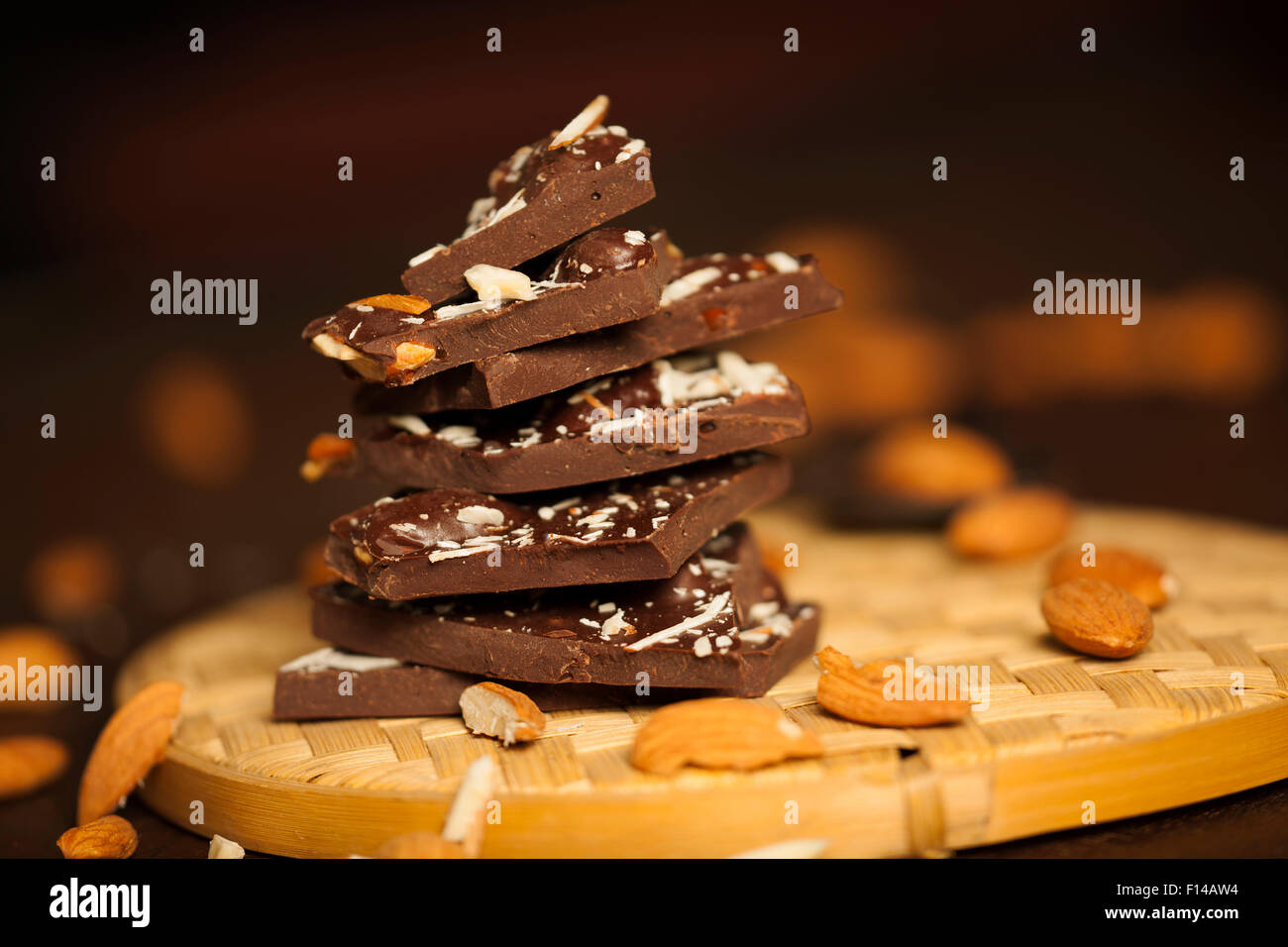 Dark Milk chocolate with almonds candy bar Stock Photo Alamy