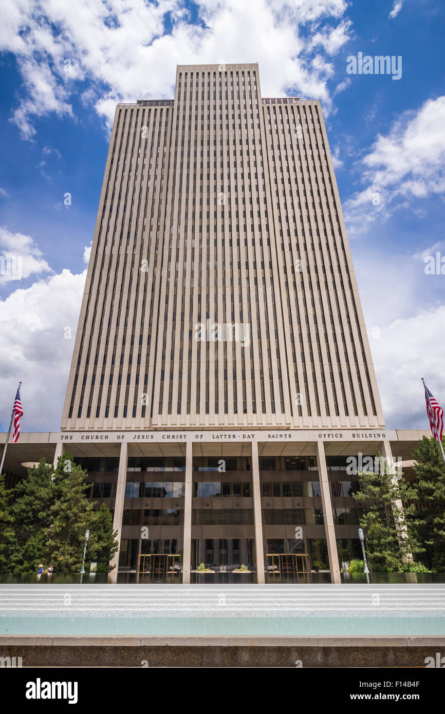 An office building of the Mormon Church in Salt Lake City, Utah, USA. Stock Photo