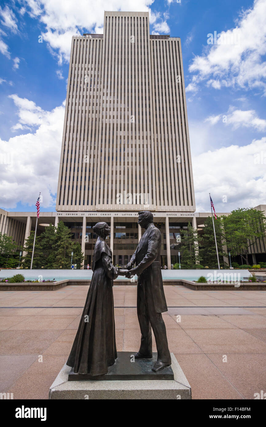 An office building of the Mormon Church in Salt Lake City, Utah, USA. Stock Photo