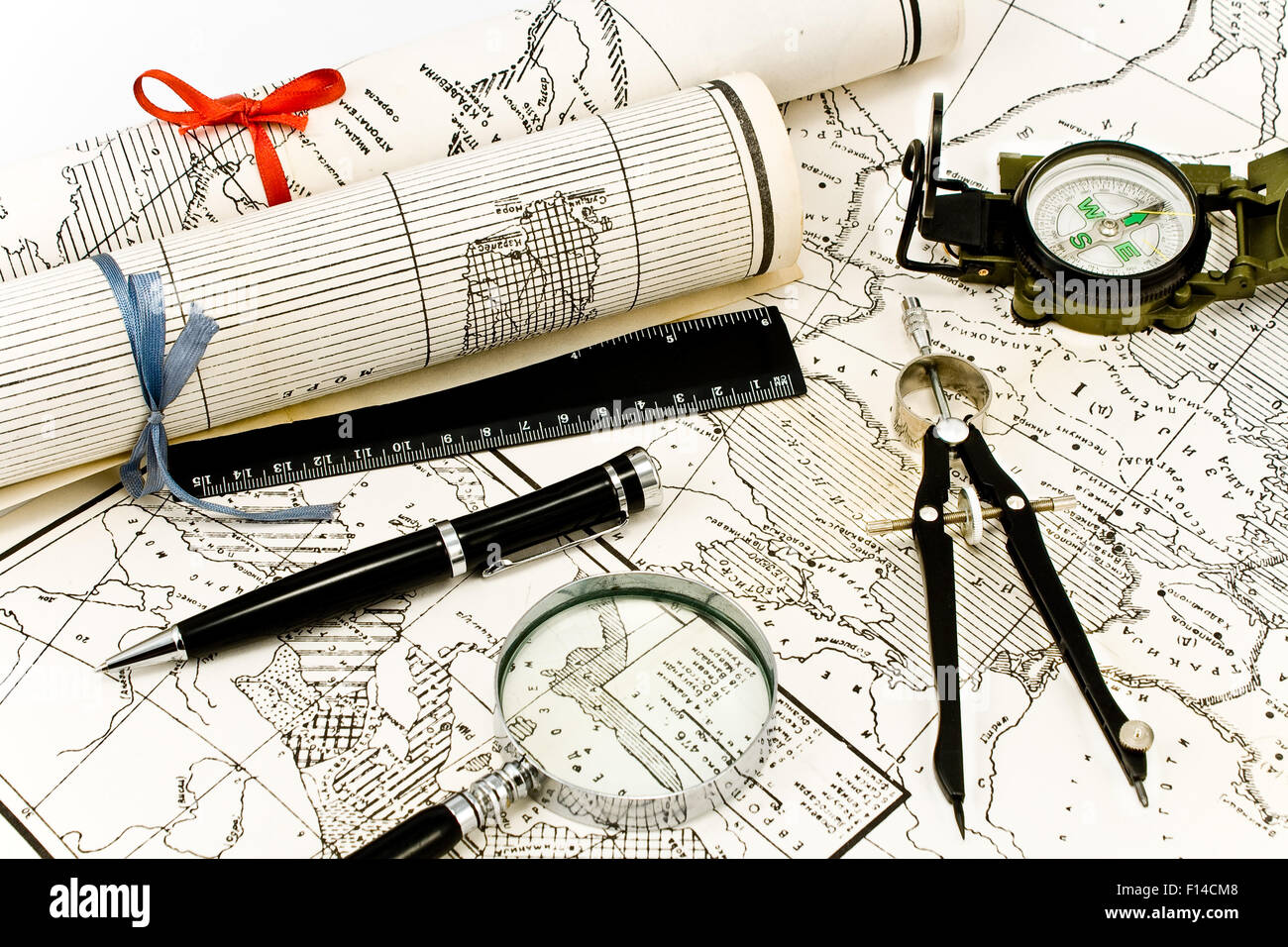 Old map navigation tools hi-res stock photography and images - Alamy