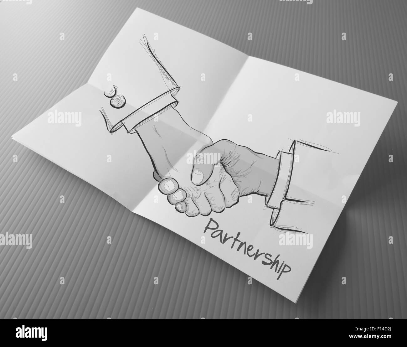 hand drawn handshake sign as partnership business concept Stock Photo