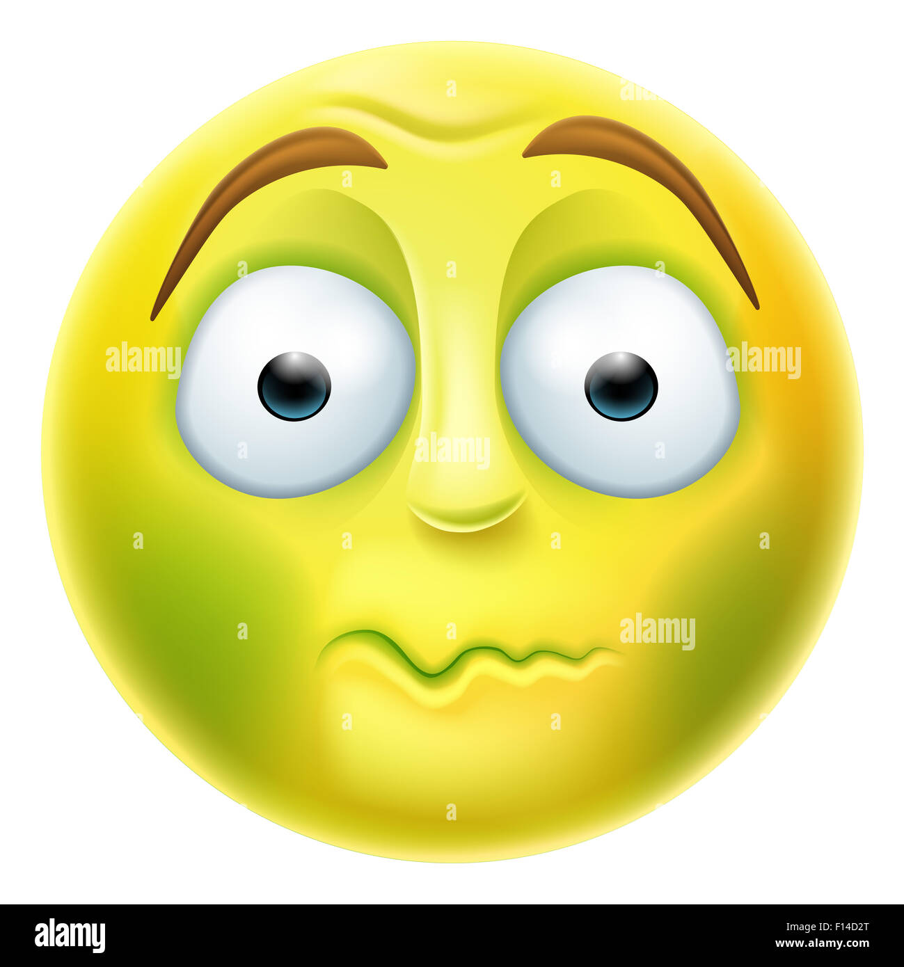 Sick looking green emoji emoticon nauseated or about to vomit Stock Photo