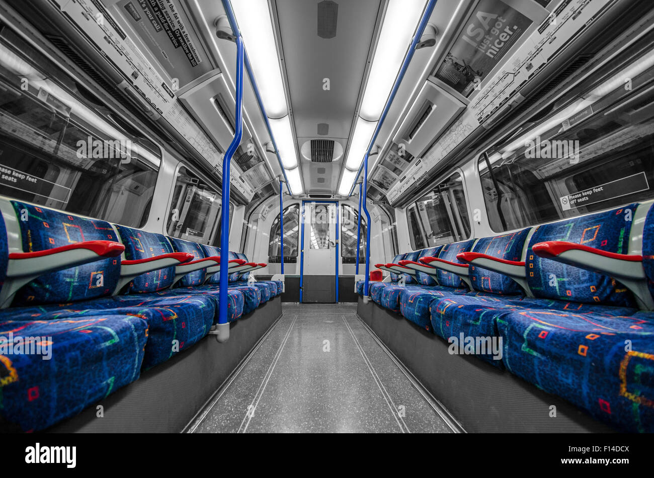 The subway of London with selective color highlighting some details. Stock Photo