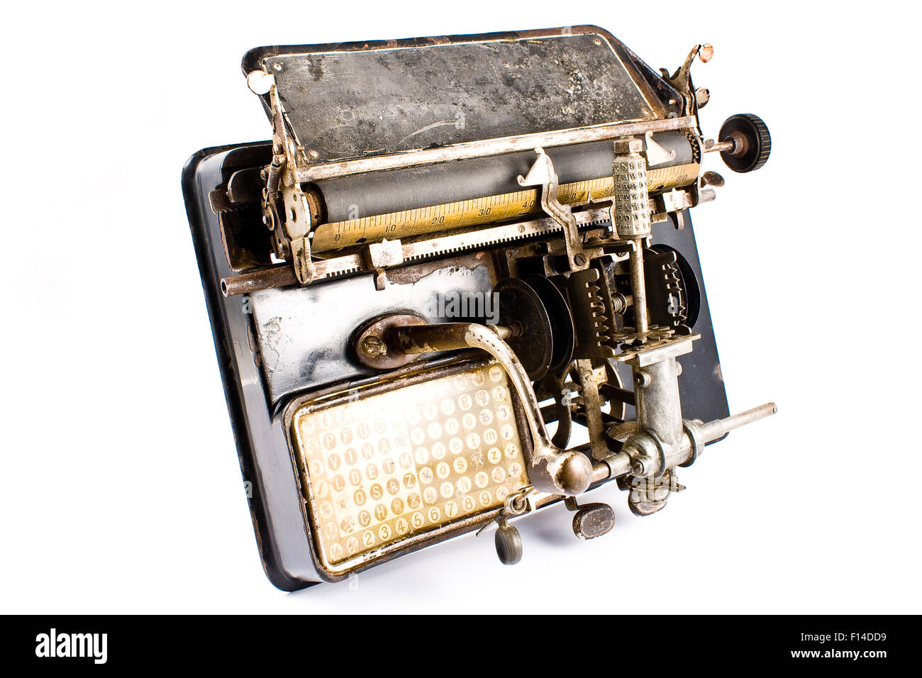 Ancient Typewriter isolated on white Stock Photo