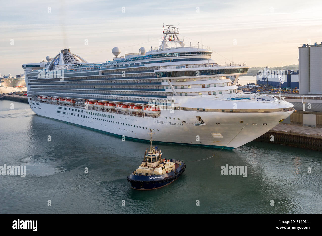Caribbean Princess cruise ship docking at Southampton Mayflower docks