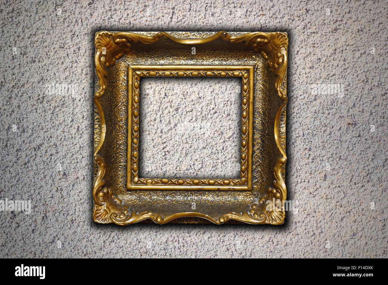 ancient painting wooden frame on grunge wall ready for your design