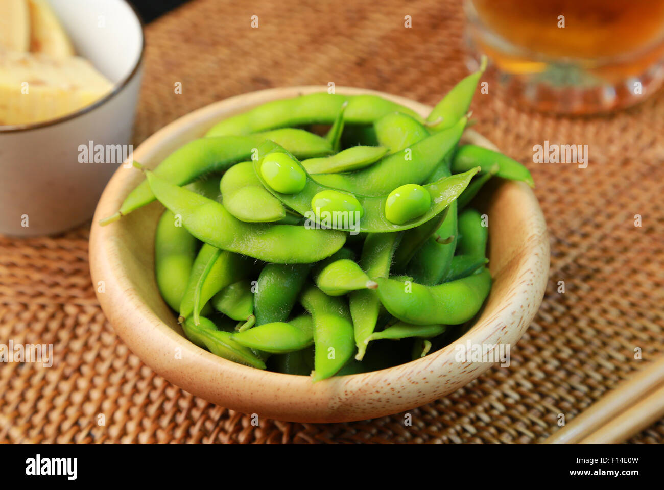 Boiled Green Soybeans Stock Photo Alamy