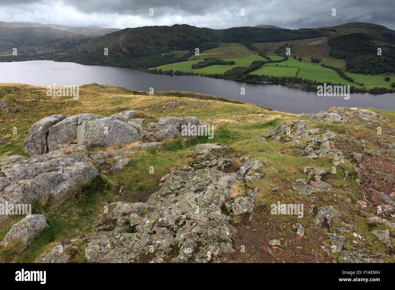 High view of Ullswater from Arthurs Pike Fell, Lake District National