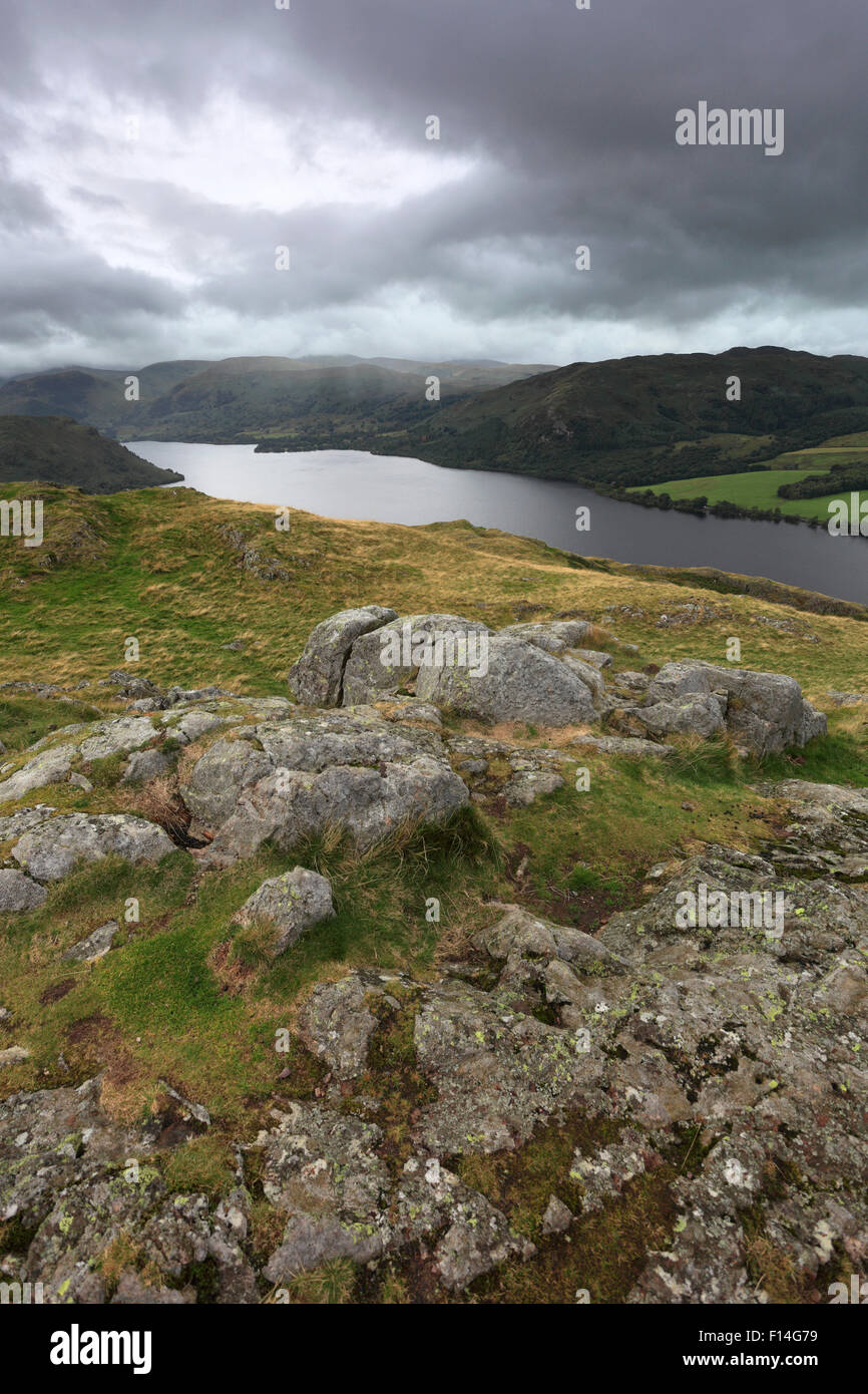 High view of Ullswater from Arthurs Pike Fell, Lake District National