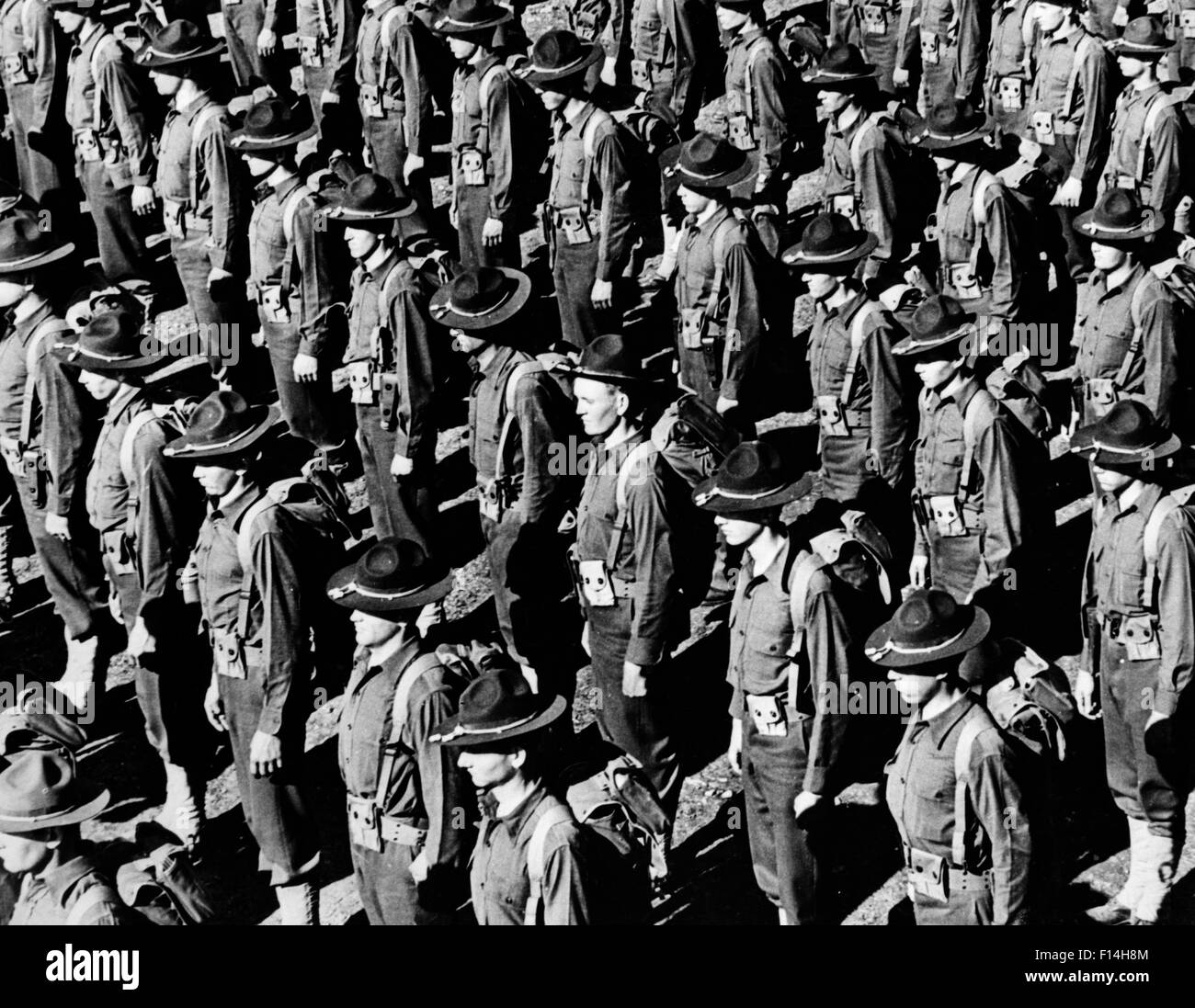 1910s 1917 WORLD WAR I US ARMY TROOPS IN FORMATION Stock Photo