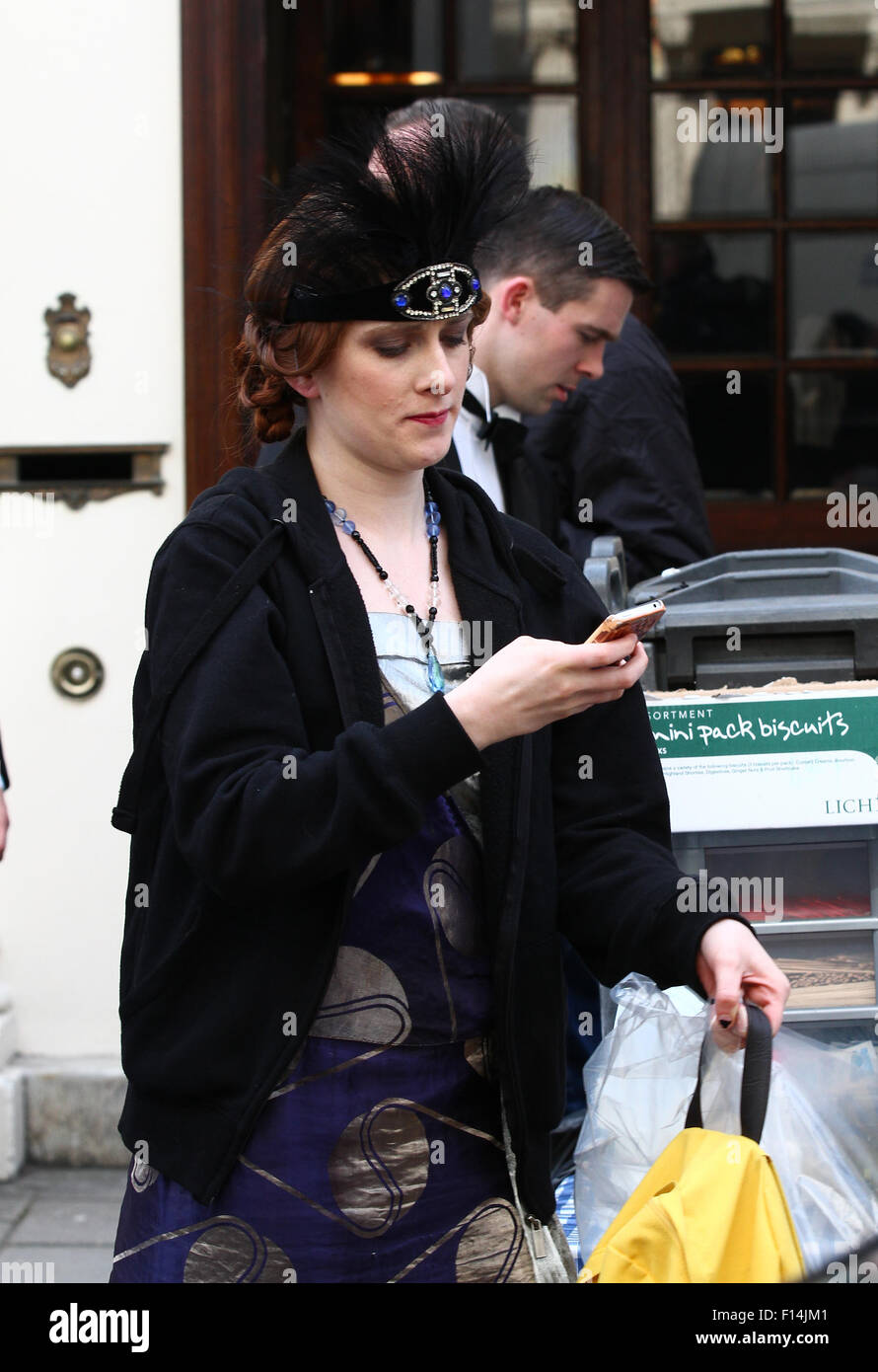 Downton Abbey British drama series filming scenes in London 2013 Stock Photo