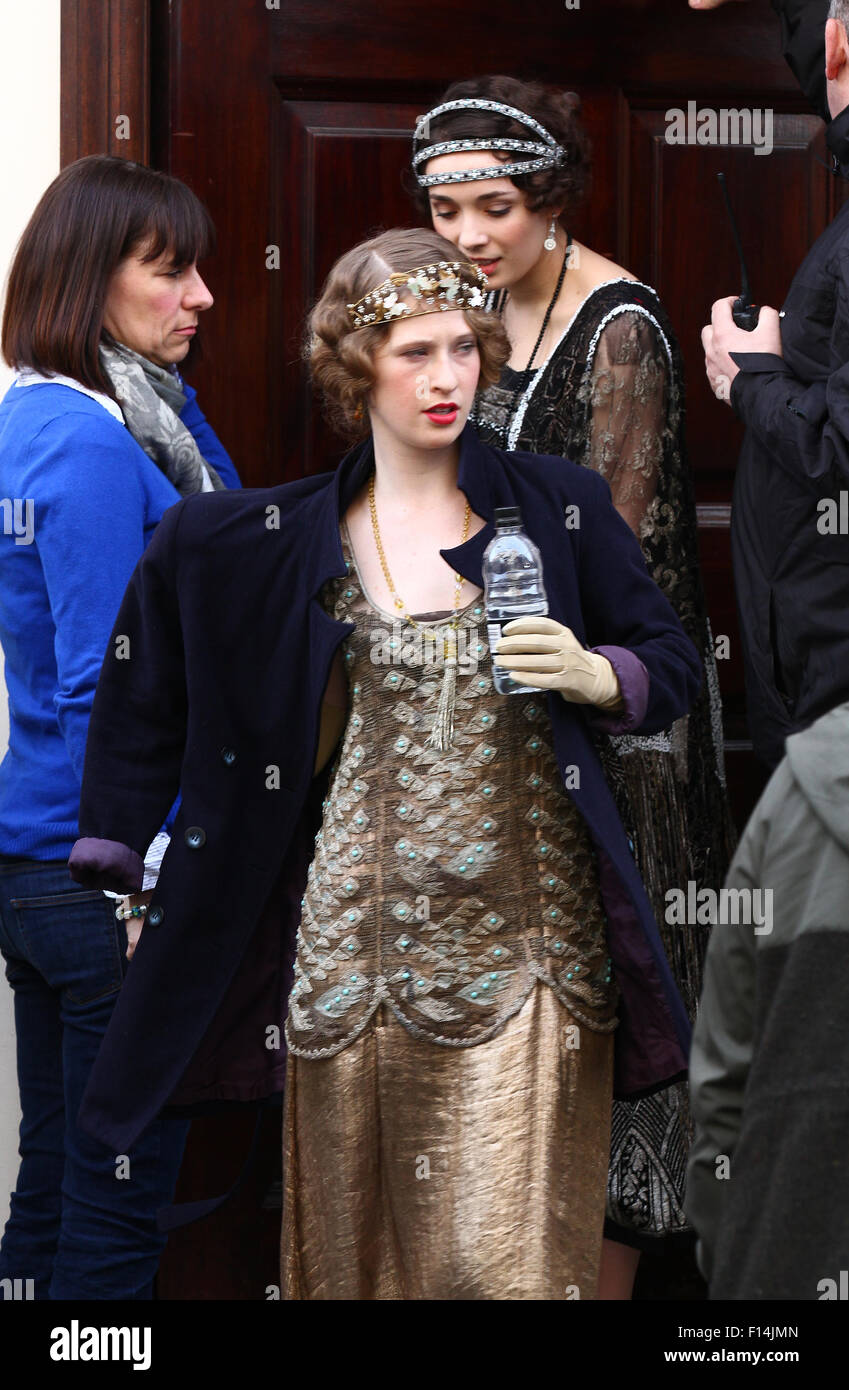 Downton Abbey British drama series filming scenes in London 2013 Stock Photo