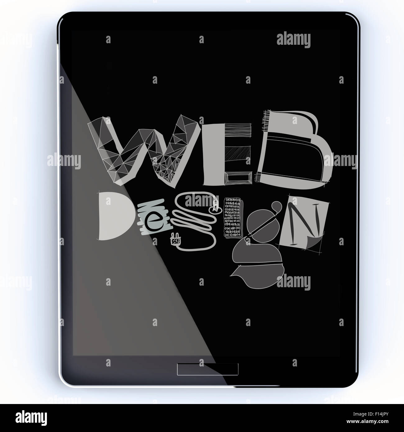 hand drawn web deign on screen tablet computer as concept Stock Photo