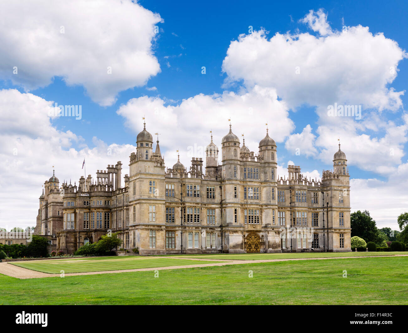 Burghley House, a 16thC Elizabethan stately home near Stamford, Lincolnshire, England, UK Stock Photo