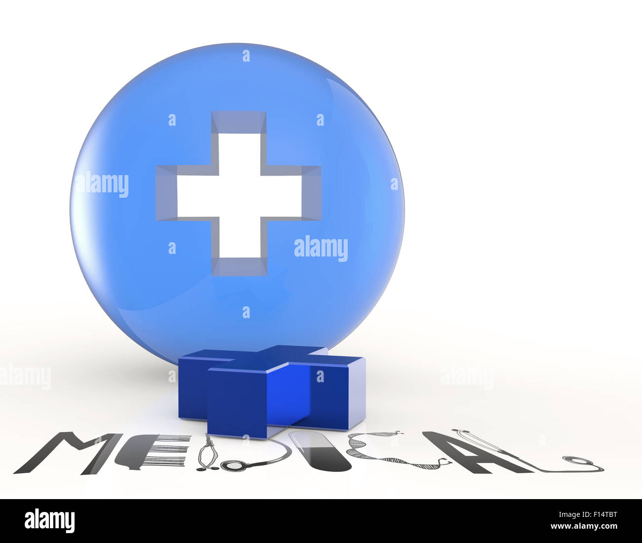3d virtual medical symbol and text design MEDICAL as concept Stock Photo