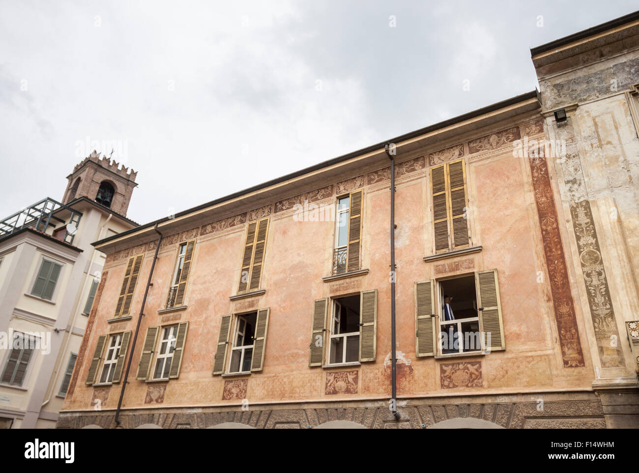 Detail of the fresco in piazza ducale. Vigevano, Italy Stock Photo