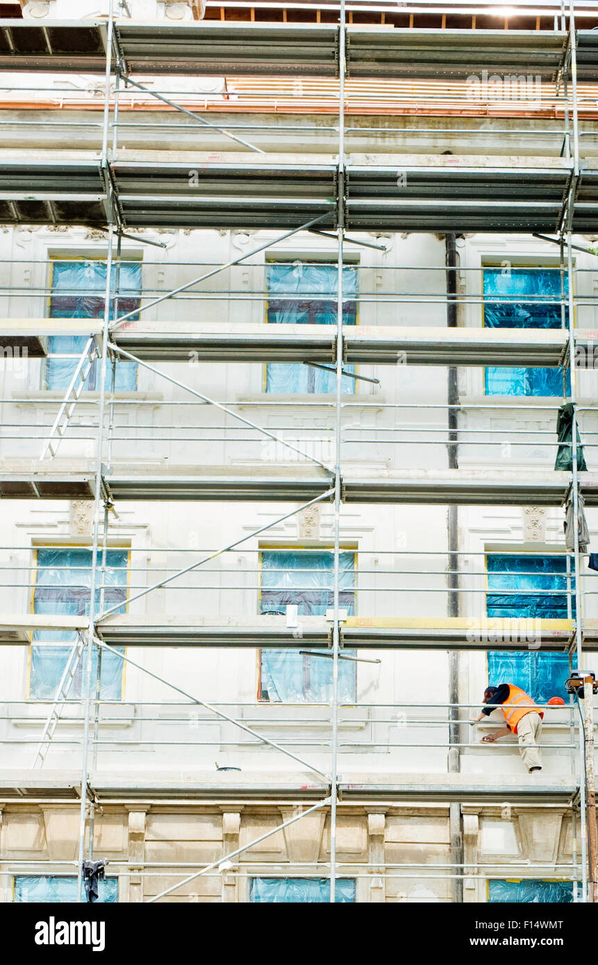scaffoldings on a building for renovation Stock Photo