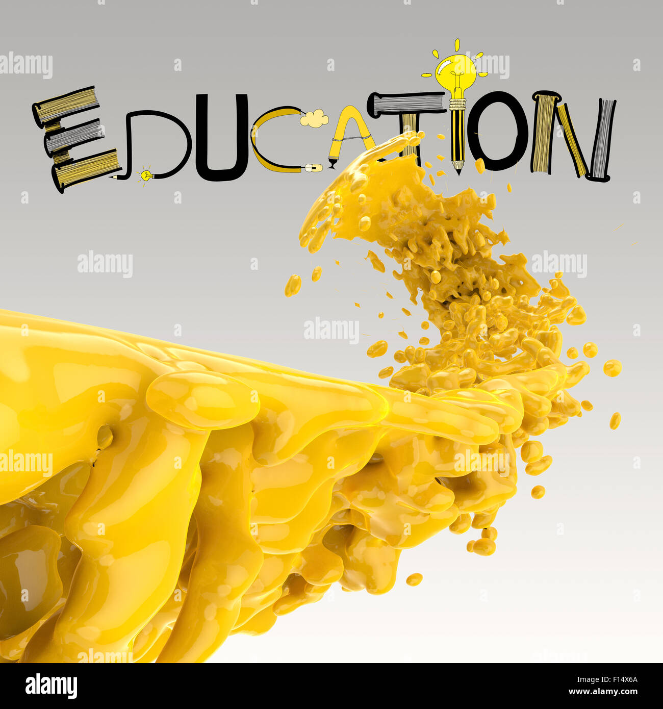 3D paint color splash with design word EDUCATION as concept Stock Photo