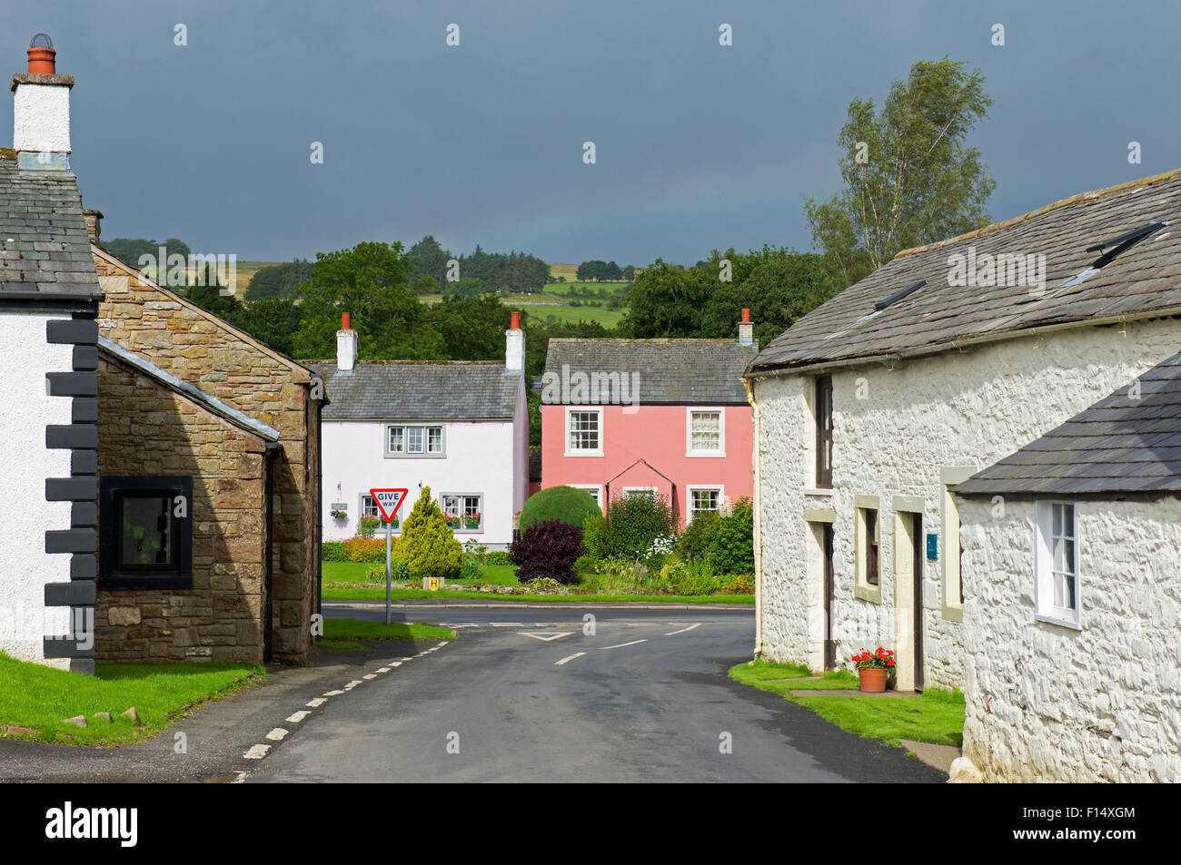 Colourful cottages in the village of Caldbeck, Lake District National
