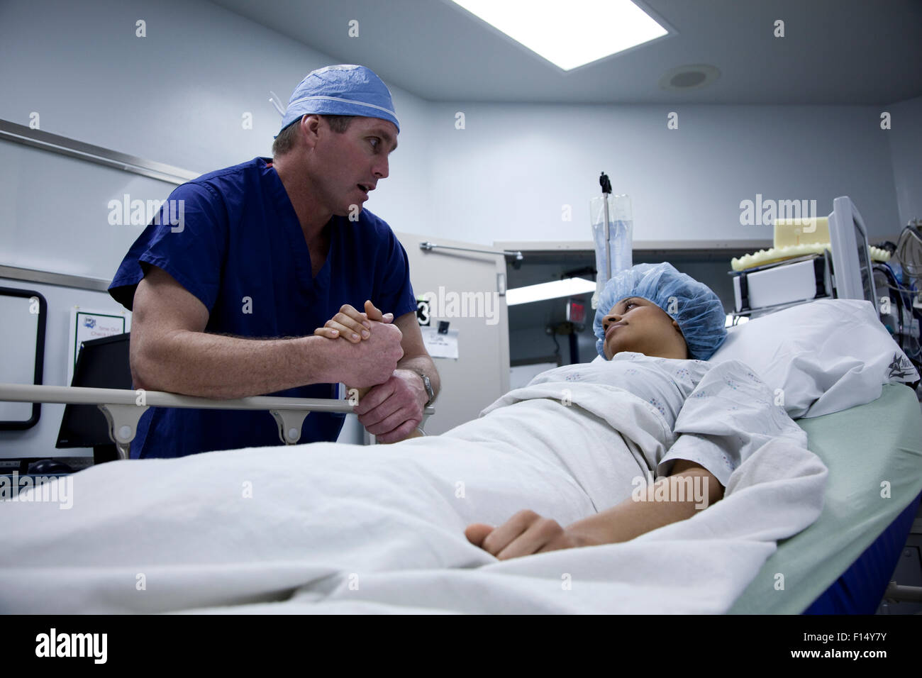USA, Utah, Payson, Doctor talking to patient before operation Stock