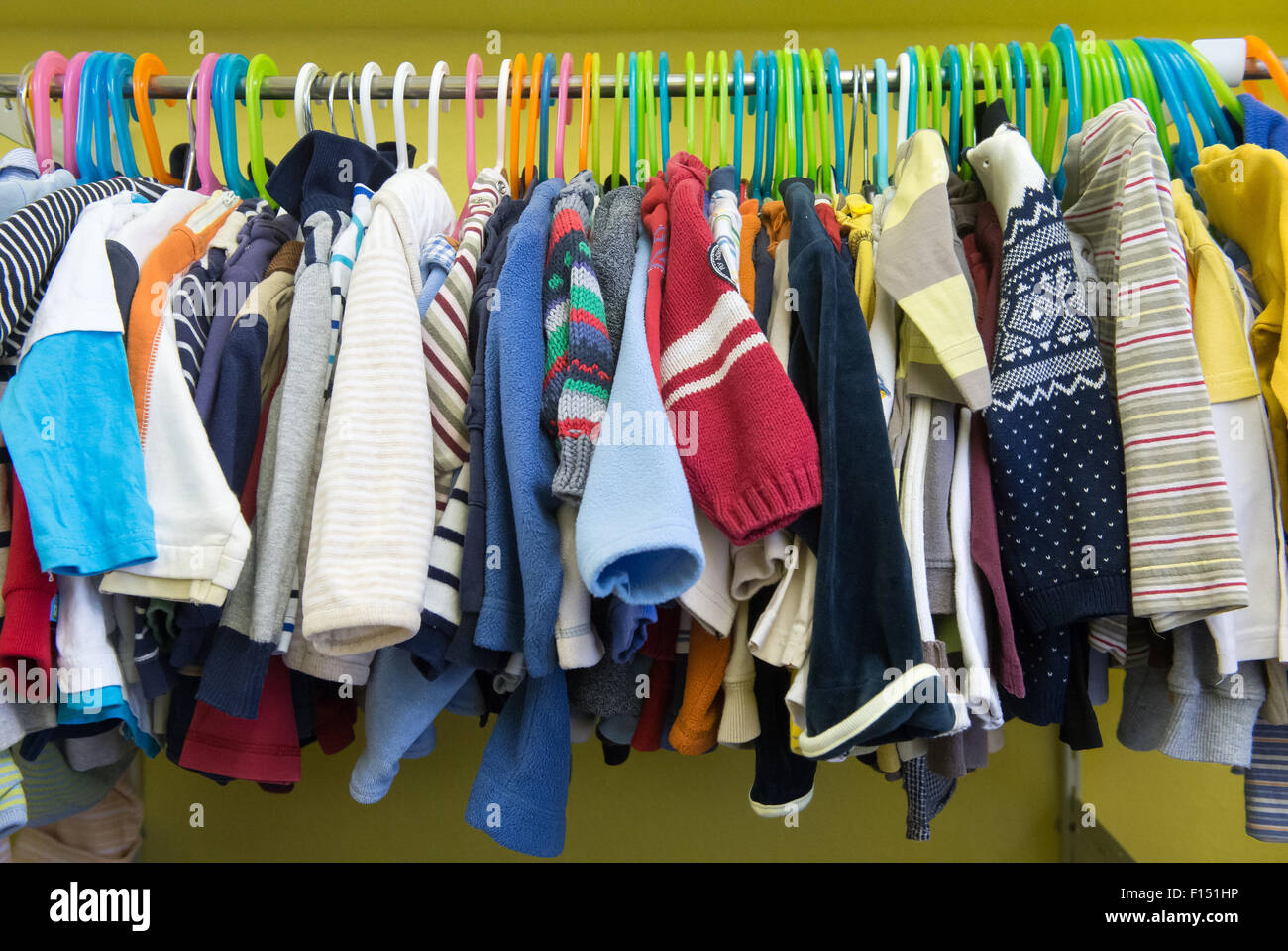 Berlin, Germany, donated children's clothes for the needy Stock Photo
