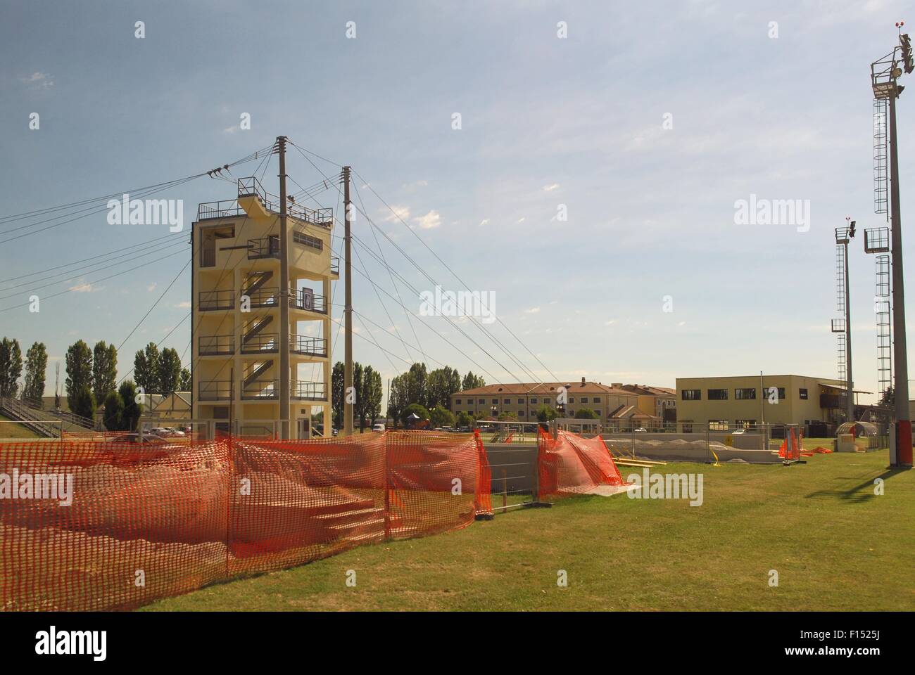 Italy, Camp Ederle US Army base in Vicenza, launch tower for parachutists training Stock Photo