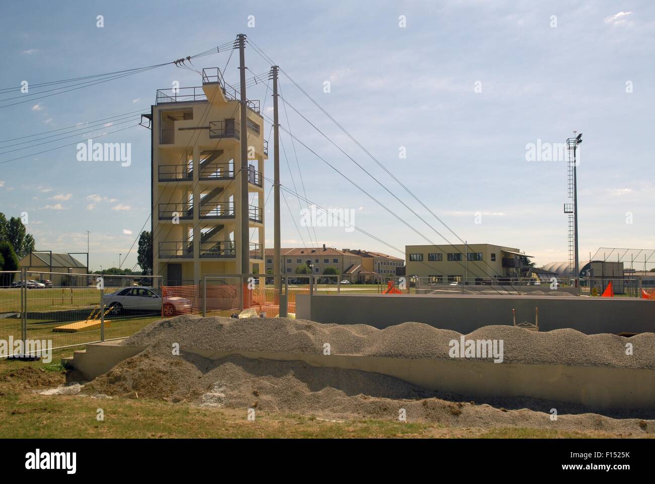 Italy, Camp Ederle US Army base in Vicenza, launch tower for parachutists training Stock Photo