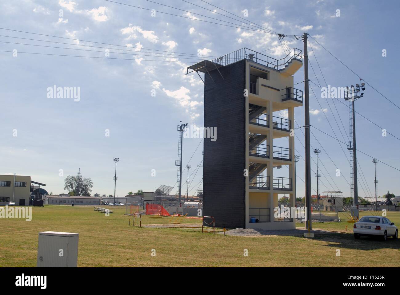 Italy, Camp Ederle US Army base in Vicenza, launch tower for parachutists training Stock Photo