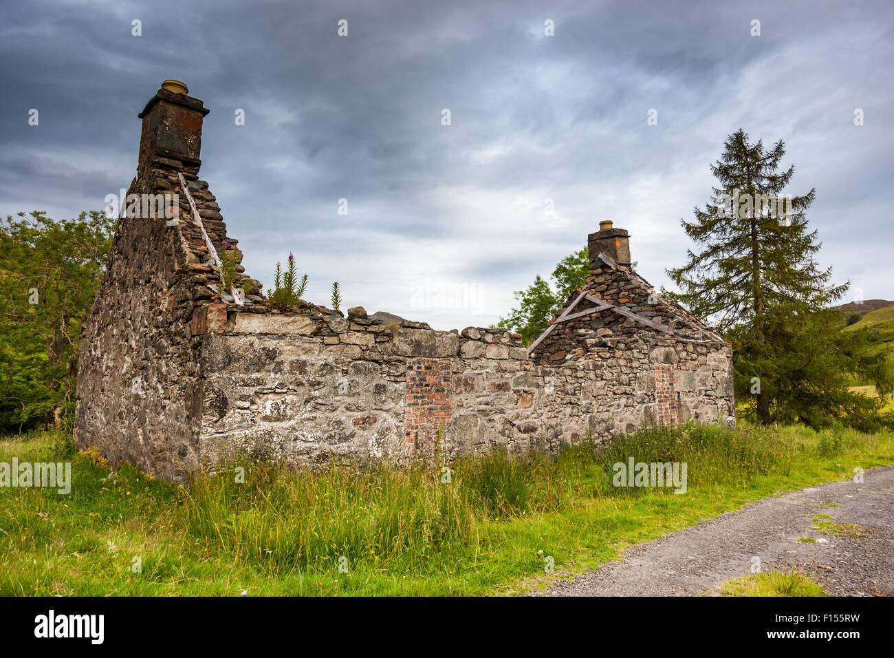 A derelict building near Invergledie, Comrie, Perthshire, Scotland, UK Stock Photo