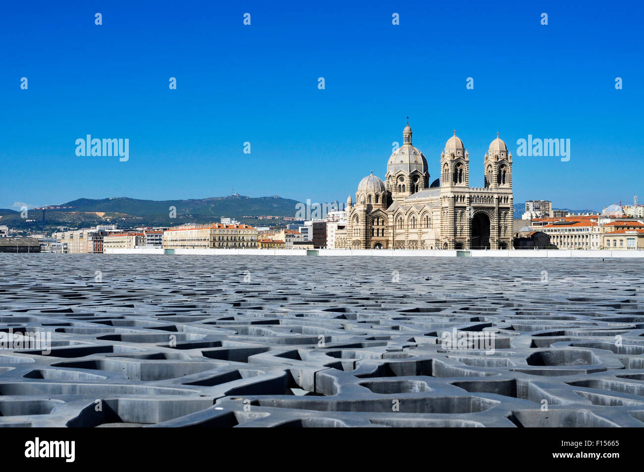 a view of the Cathedral of Saint Mary Major in Marseille, France Stock Photo