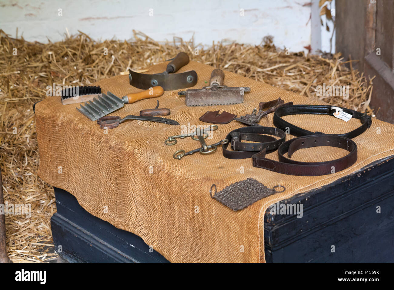 Equipment tools in stables Stock Photo Alamy