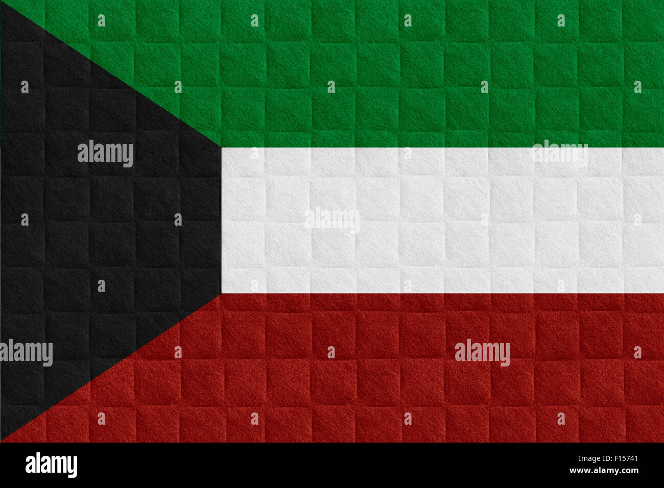 flag of Kuwait or Kuwaiti banner on check pattern background Stock ...