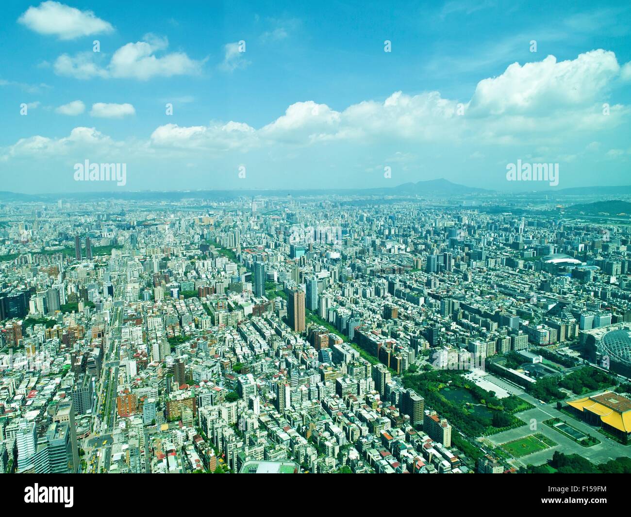 Taipei city from Taipei 101 tower Stock Photo