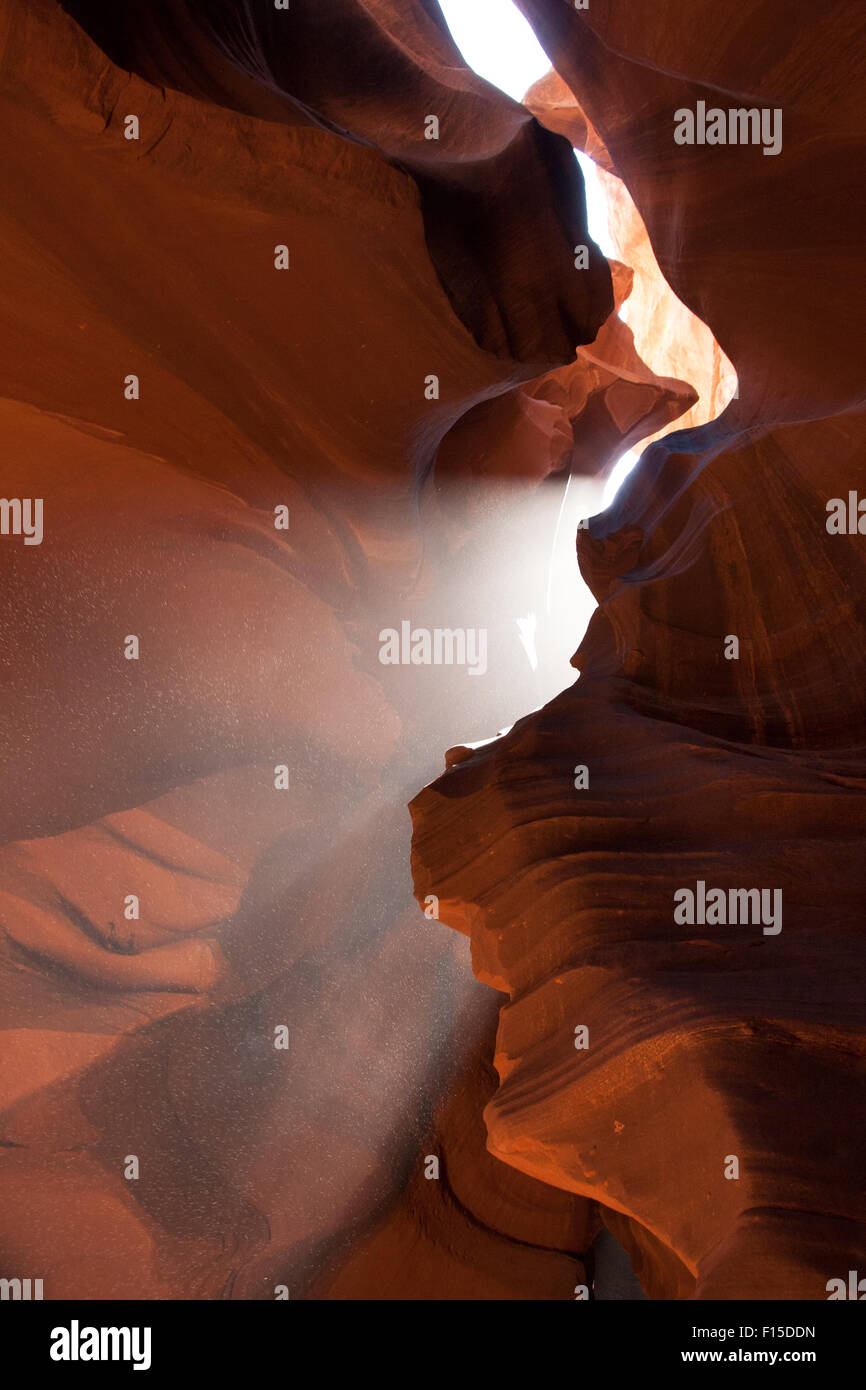 Red Rock Sandstone  with a sun light passing. Antelope Canyon Navajo Tribal Park, Arizona Stock Photo