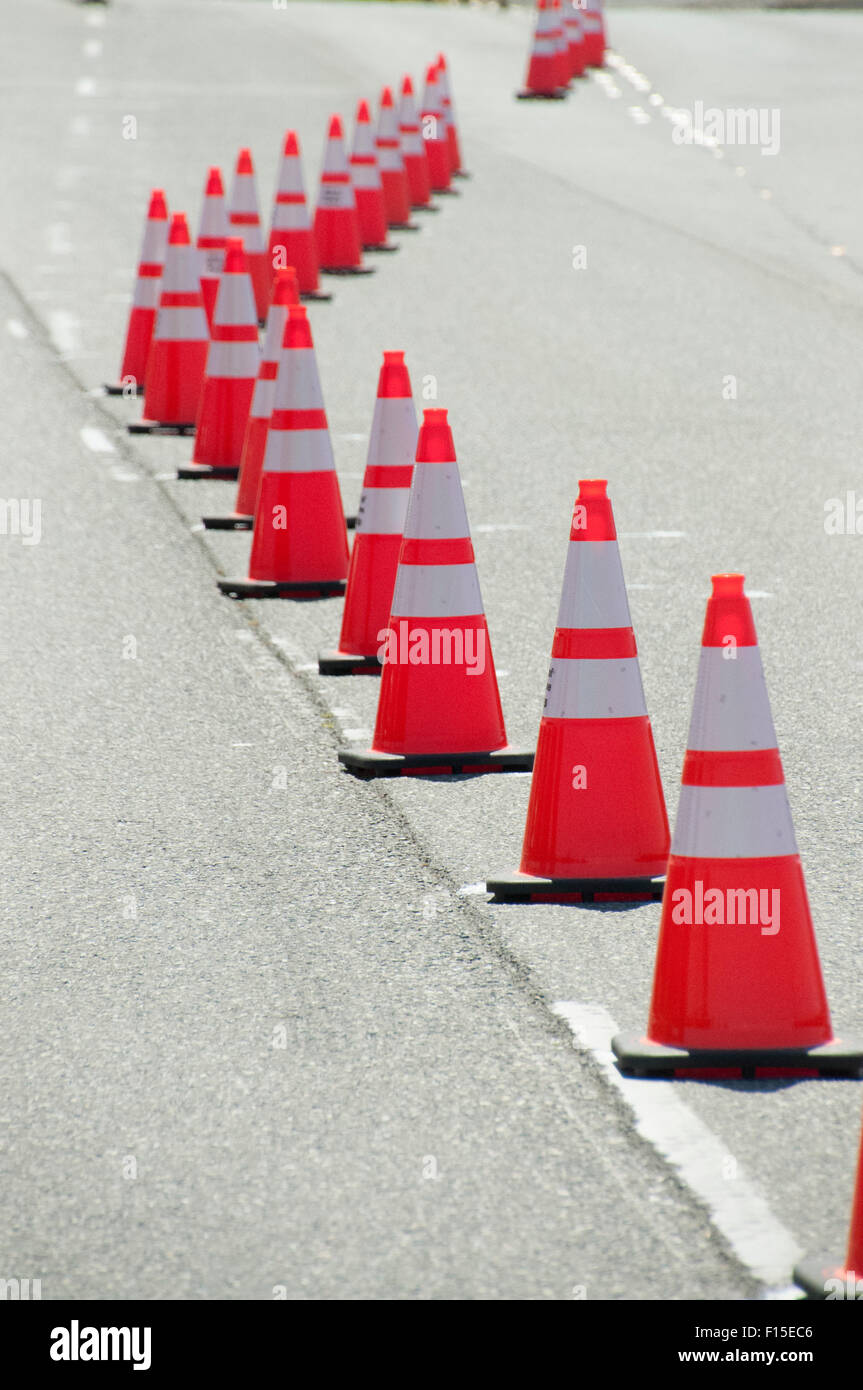 Traffic cones set up on a roadway Stock Photo 86787574 Alamy