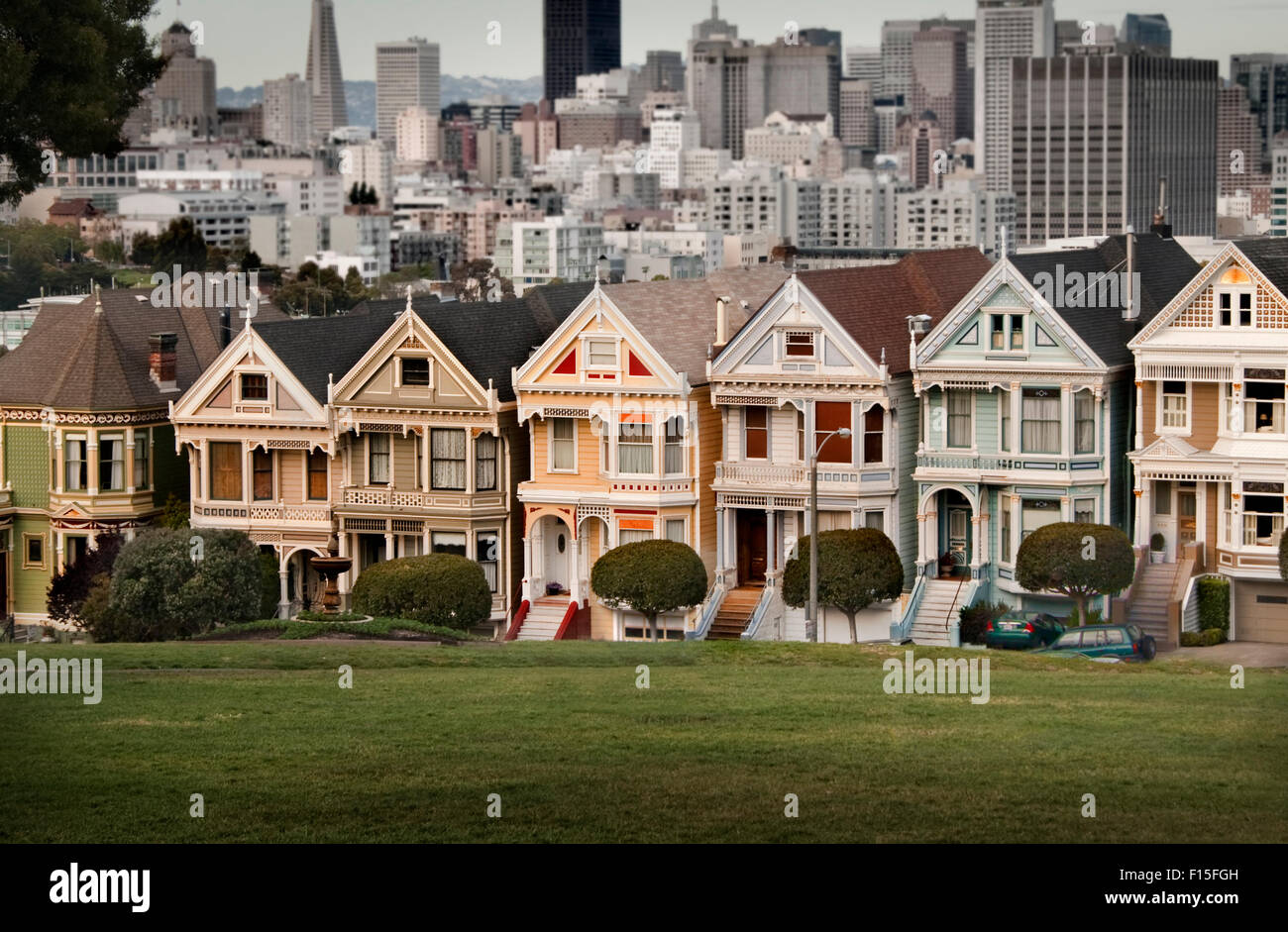 The painted ladies in San Francisco Stock Photo