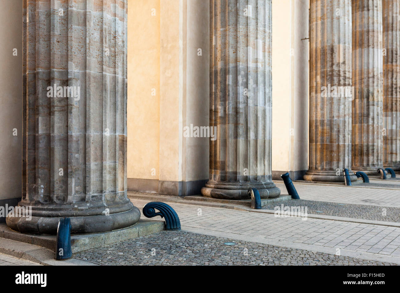 Stone columns at Brandenburg Gate, Pariser Platz, Berlin Germany Stock Photo
