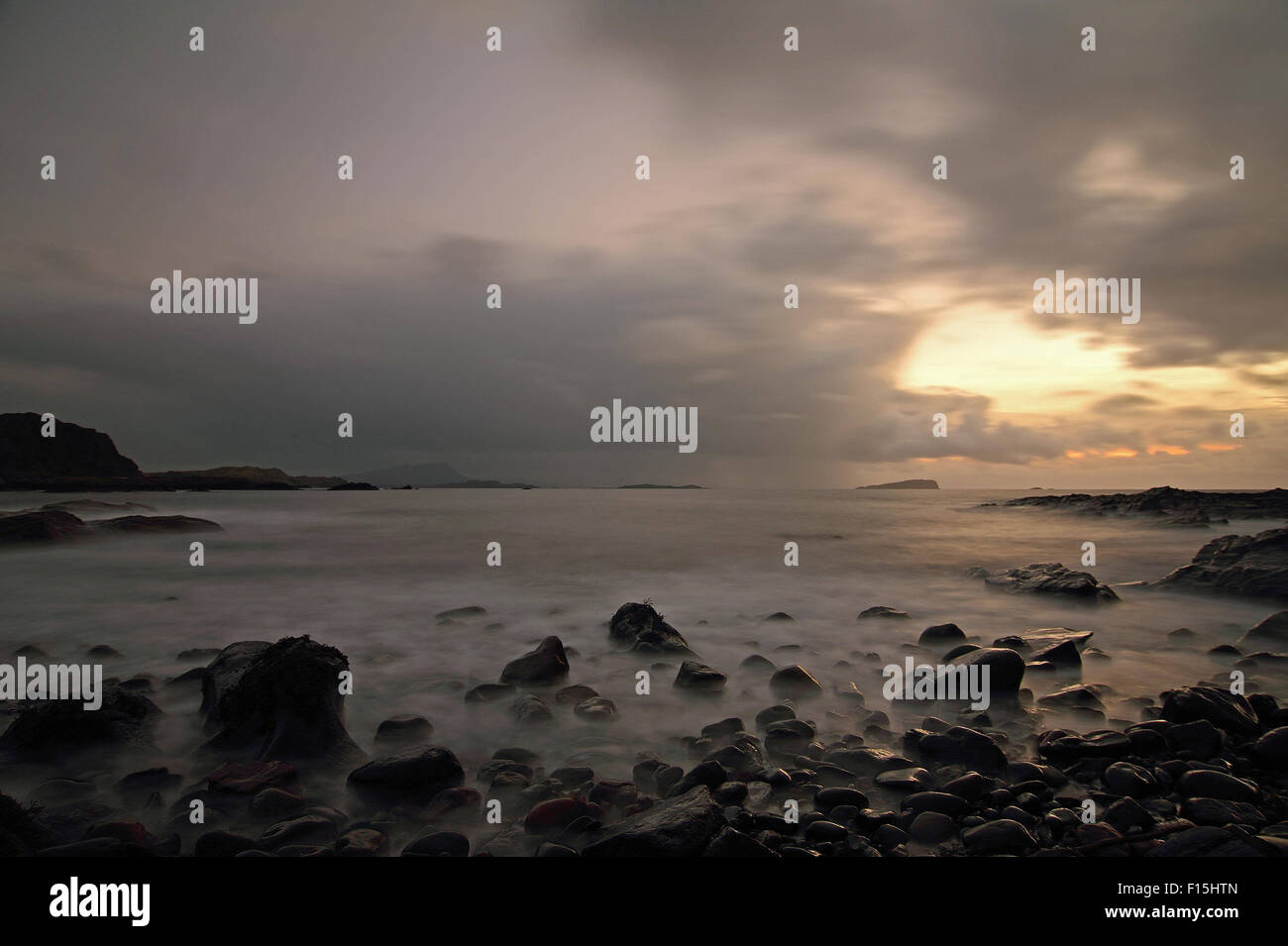 Sunset by Easdale, Seil Island, Slate Islands, Inner Hebrides, Scotland Stock Photo