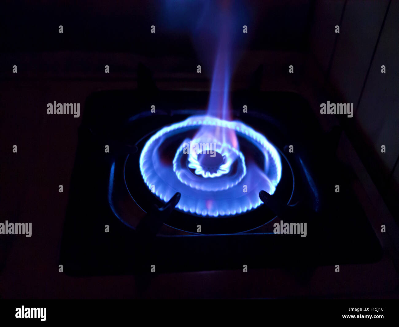 Gas burner on stove. Selective focus Stock Photo Alamy