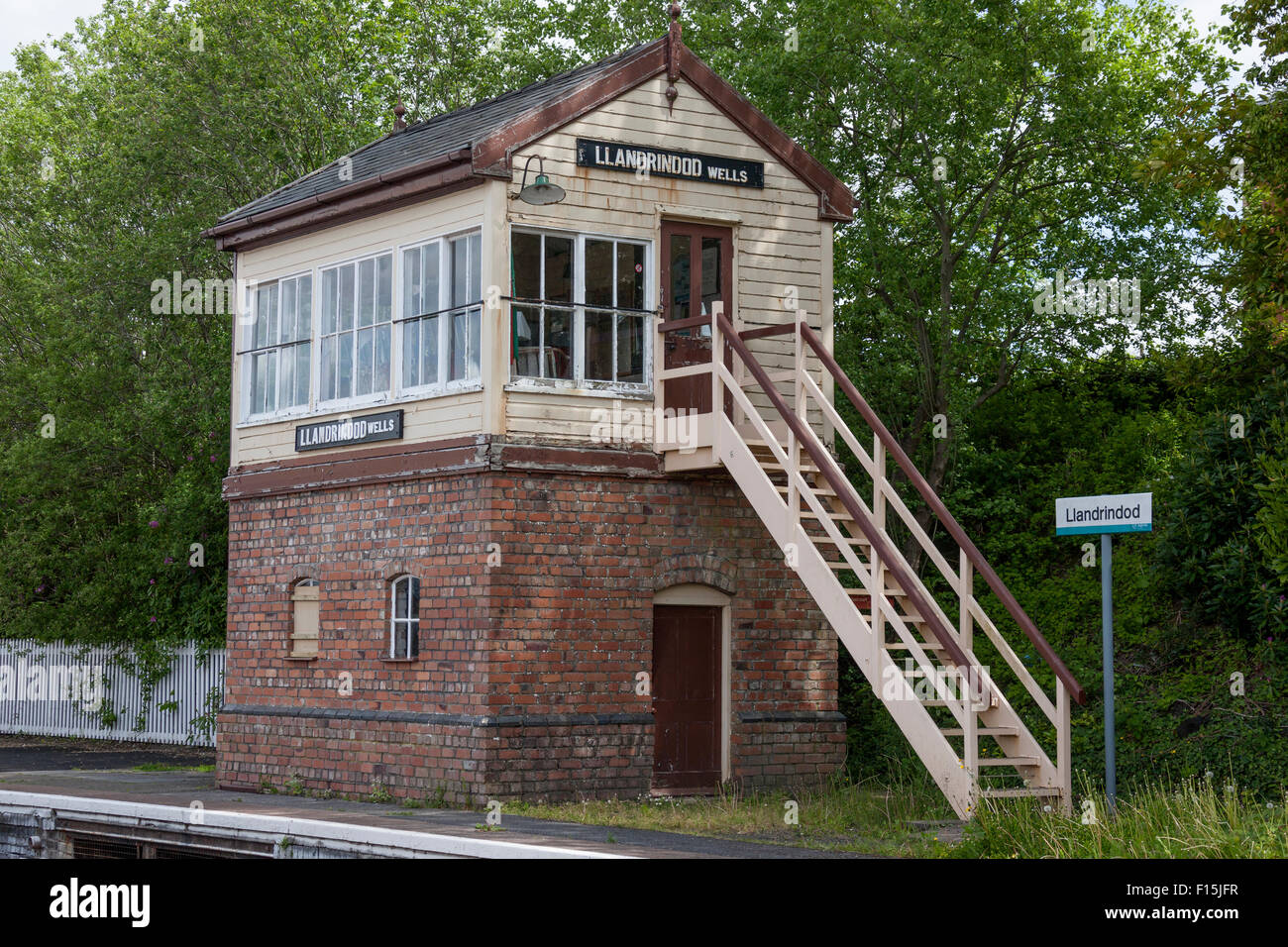 Old Railway signal box, Llandrindod Wells Stock Photo