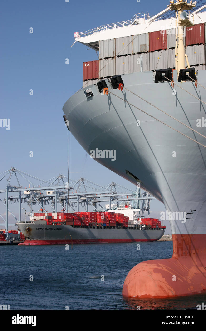 docked containerships Stock Photo