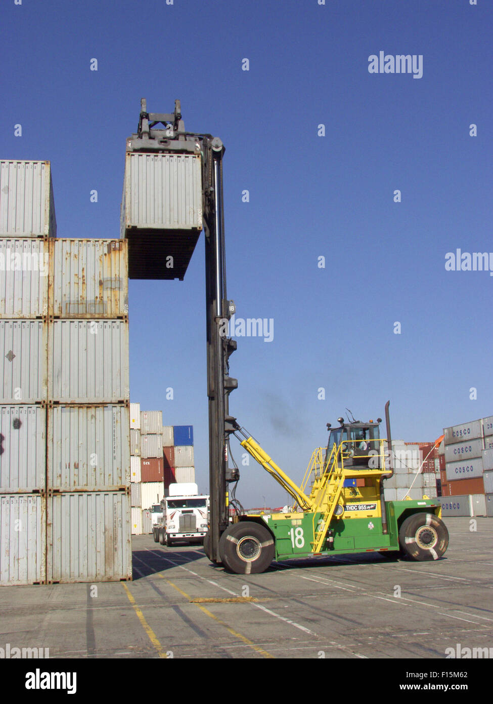 on dock rail container facility with lift Stock Photo - Alamy