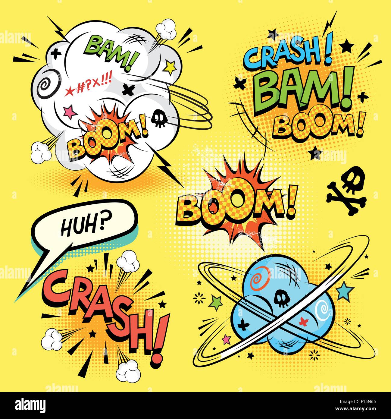 Comic Book Actions - A collection of comic cartoon actions and design elements. Vector illustration Stock Vector