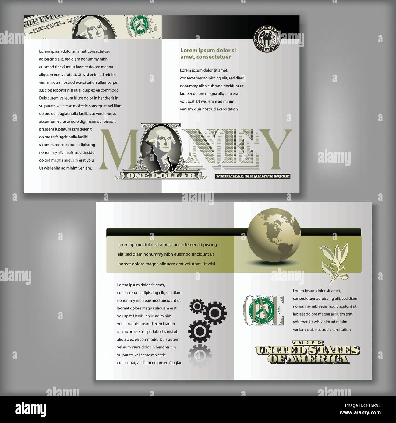 four page brochure layout template with money elements stock four page brochure