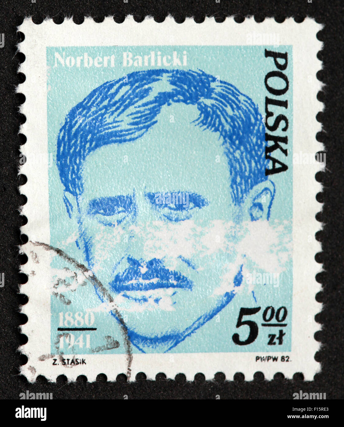 Polska 5.00zt Norbert Barlicki 1880-1941 Stamp Stock Photo