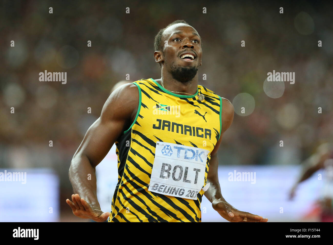 Beijing, China. 27th Aug, 2015. Usain Bolt (JAM) Athletics 15th IAAF World Championships in