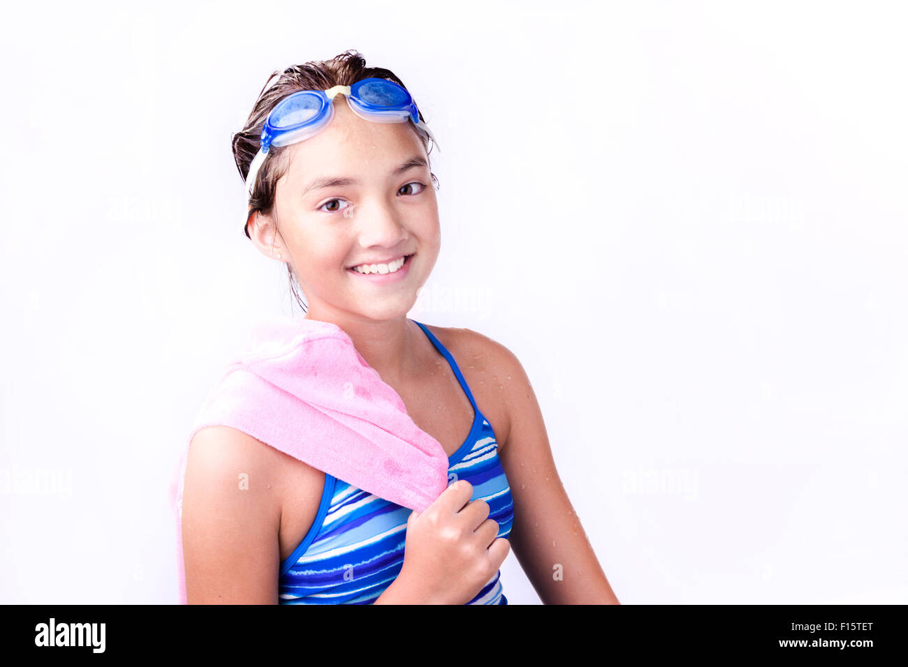 Young teen with towel over shoulder Stock Photo Alamy